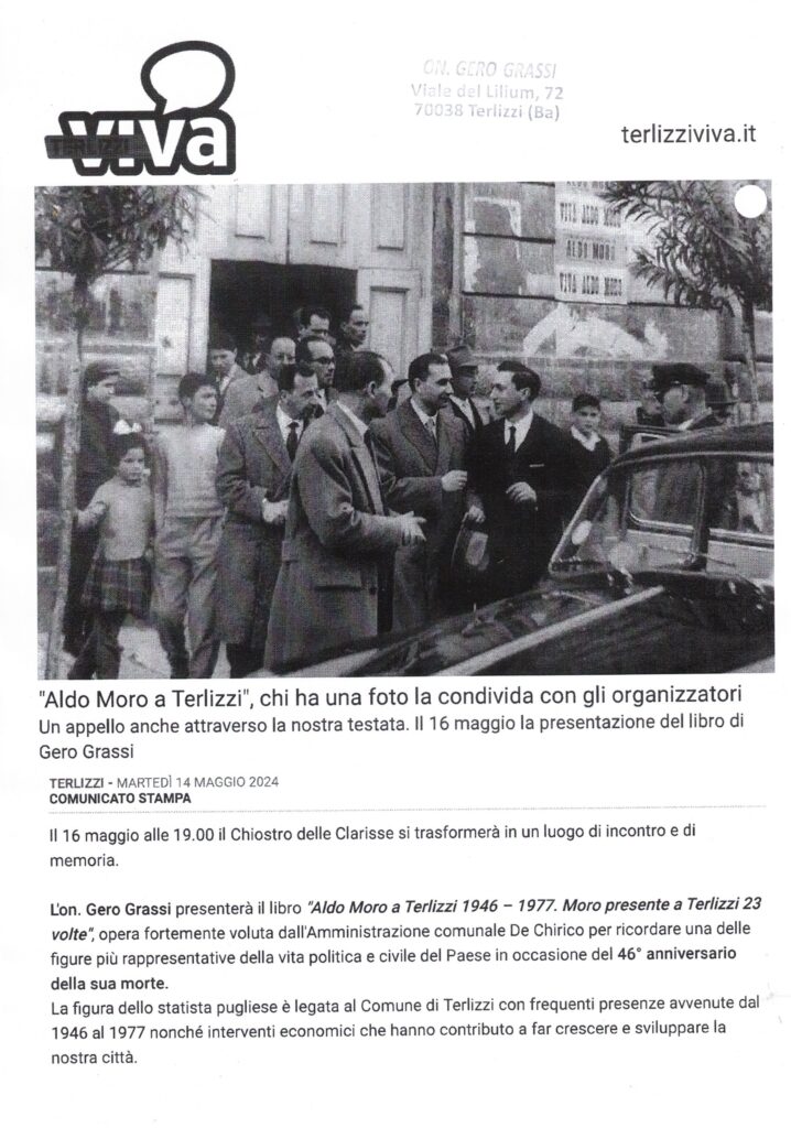 TERLIZZIVIVA – “Aldo Moro a Terlizzi”. Chi ha una foto la condivida con gli amministratori – 14 maggio 2024